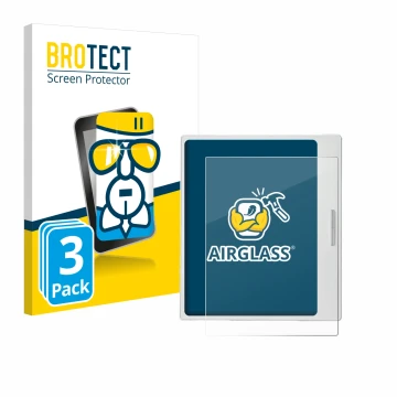 Face avant d’un emballage produit avec le logo de la marque BROTECT. À côté, l’appareil Boox Go Color 7 White Edition est repr