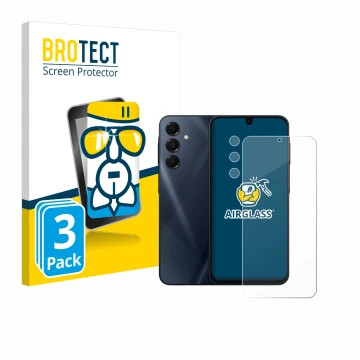 Face avant d’un emballage produit avec le logo de la marque BROTECT. À côté, l’appareil Samsung Galaxy A16 4G (Avant+Caméra) e