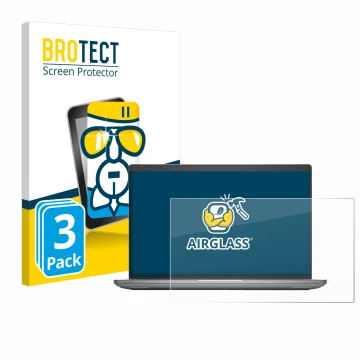 Face avant d’un emballage produit avec le logo de la marque BROTECT. À côté, l’appareil Dell Precision 3591 Workstation est re