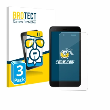 Face avant d’un emballage produit avec le logo de la marque BROTECT. À côté, l’appareil ZTE Blade A35 lite est représenté avec