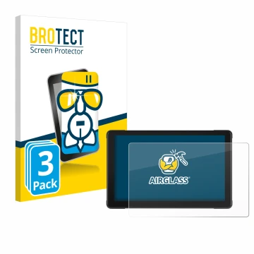 Face avant d’un emballage produit avec le logo de la marque BROTECT. À côté, l’appareil Podofo Motorrad Carplay 7