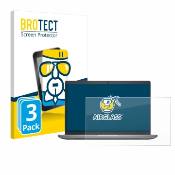 Face avant d’un emballage produit avec le logo de la marque BROTECT. À côté, l’appareil Dell Latitude 5450 Laptop 14