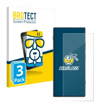 Face avant d’un emballage produit avec le logo de la marque BROTECT. À côté, l’appareil Nubia Z70 Ultra est représenté avec la