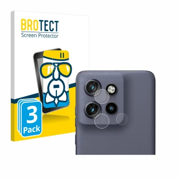 Face avant d’un emballage produit avec le logo de la marque BROTECT. À côté, l’appareil Motorola Edge 50 Neo (Caméra UNIQUEMEN