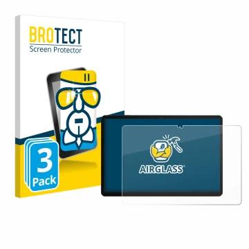 Face avant d’un emballage produit avec le logo de la marque BROTECT. À côté, l’appareil Chuwi Hi10 X1 est représenté avec la p