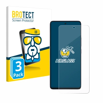 Face avant d’un emballage produit avec le logo de la marque BROTECT. À côté, l’appareil Xiaomi Poco M7 Pro 5G est représenté a