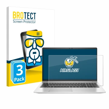 Face avant d’un emballage produit avec le logo de la marque BROTECT. À côté, l’appareil HP EliteBook 650 G10 est représenté av