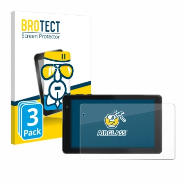 Face avant d’un emballage produit avec le logo de la marque BROTECT. À côté, l’appareil Lisciani Mio Tab 7 est représenté avec