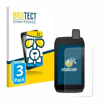 Face avant d’un emballage produit avec le logo de la marque BROTECT. À côté, l’appareil Garmin Montana 710 est représenté avec