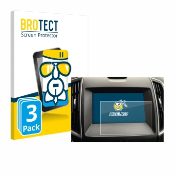 Face avant d’un emballage produit avec le logo de la marque BROTECT. À côté, l’appareil Ford Galaxy Infotainment Sync 3 (2019)