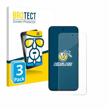 Face avant d’un emballage produit avec le logo de la marque BROTECT. À côté, l’appareil ZTE Blade V70 est représenté avec la p