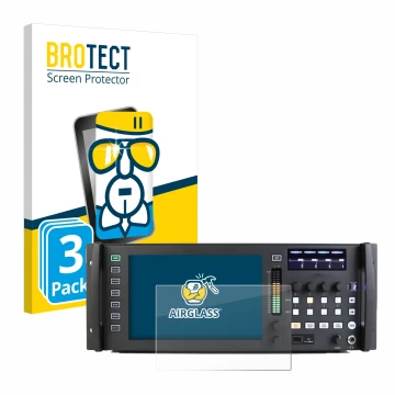 Face avant d’un emballage produit avec le logo de la marque BROTECT. À côté, l’appareil Behringer Wing Rack est représenté ave