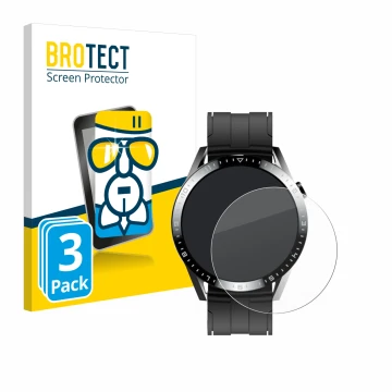 Face avant d’un emballage produit avec le logo de la marque BROTECT. À côté, l’appareil Tracer Smartwatch SM9 est représenté a