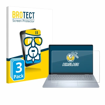 Face avant d’un emballage produit avec le logo de la marque BROTECT. À côté, l’appareil Dell 16 Plus-2-in-1 est représenté ave