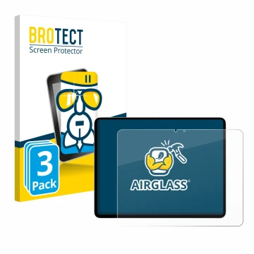 Face avant d’un emballage produit avec le logo de la marque BROTECT. À côté, l’appareil Apple iPad Air 13