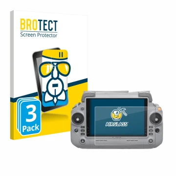 Face avant d’un emballage produit avec le logo de la marque BROTECT. À côté, l’appareil DJI RC Plus 2 est représenté avec la p