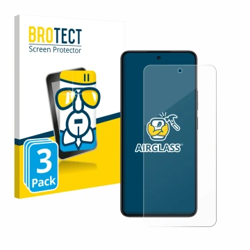Face avant d’un emballage produit avec le logo de la marque BROTECT. À côté, l’appareil realme 14T est représenté avec la prot
