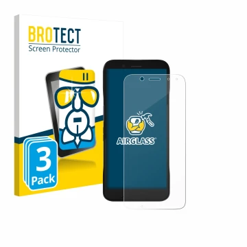 Face avant d’un emballage produit avec le logo de la marque BROTECT. À côté, l’appareil Datalogic Memor 12 est représenté avec