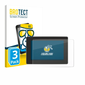 Face avant d’un emballage produit avec le logo de la marque BROTECT. À côté, l’appareil Tesla Model Y Juniper 2025 est représe