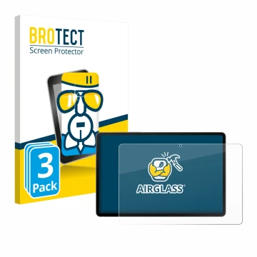 Face avant d’un emballage produit avec le logo de la marque BROTECT. À côté, l’appareil Samsung Galaxy Tab S10 FE 5G est repré