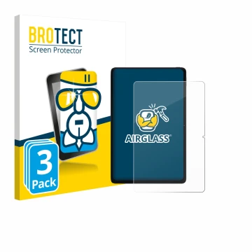 Face avant d’un emballage produit avec le logo de la marque BROTECT. À côté, l’appareil Xiaomi POCO Pad 12.1