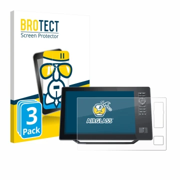 Face avant d’un emballage produit avec le logo de la marque BROTECT. À côté, l’appareil Humminbird Xplore 12 est représenté av