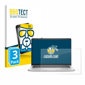 Face avant d’un emballage produit avec le logo de la marque BROTECT. À côté, l’appareil Dell Pro 14 Plus PB14250 est représent