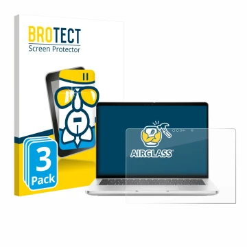 Face avant d’un emballage produit avec le logo de la marque BROTECT. À côté, l’appareil Dell Pro 13 Plus 2-in-1 est représenté