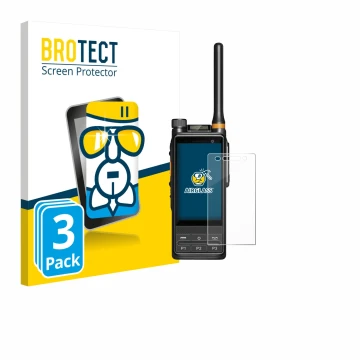 Face avant d’un emballage produit avec le logo de la marque BROTECT. À côté, l’appareil Hytera PDC680 est représenté avec la p