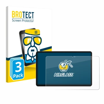 Face avant d’un emballage produit avec le logo de la marque BROTECT. À côté, l’appareil Honor Pad X9a est représenté avec la p