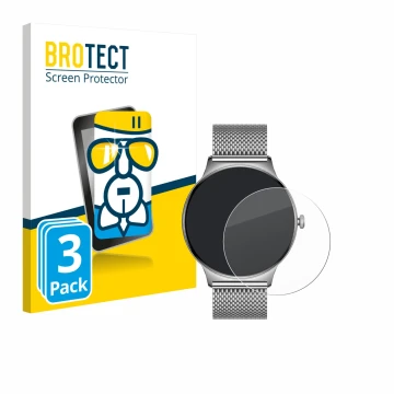 Face avant d’un emballage produit avec le logo de la marque BROTECT. À côté, l’appareil Pireware Slim Smartwatch est représent