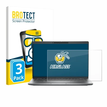 Face avant d’un emballage produit avec le logo de la marque BROTECT. À côté, l’appareil Dell Latitude 5330 est représenté avec