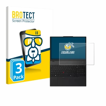 Face avant d’un emballage produit avec le logo de la marque BROTECT. À côté, l’appareil Lenovo ThinkPad T16 Gen 4 est représen