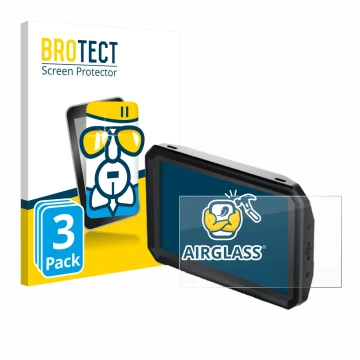 Face avant d’un emballage produit avec le logo de la marque BROTECT. À côté, l’appareil Blackmagic Design Pyxis Monitor 5