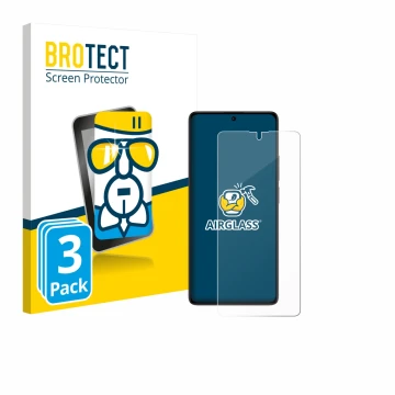 Face avant d’un emballage produit avec le logo de la marque BROTECT. À côté, l’appareil Xiaomi Poco M6 Pro 4G est représenté a