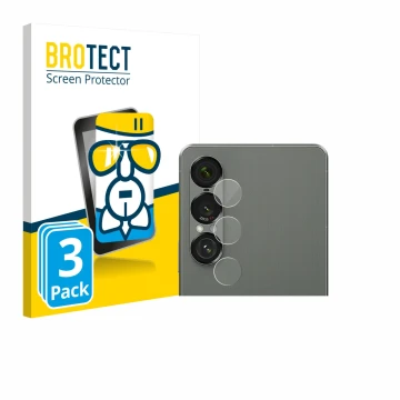 Face avant d’un emballage produit avec le logo de la marque BROTECT. À côté, l’appareil Sony Xperia 1 VII (Caméra UNIQUEMENT) 