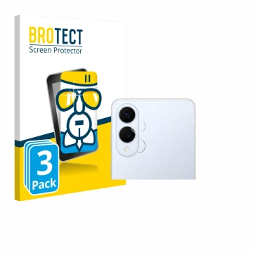 Face avant d’un emballage produit avec le logo de la marque BROTECT. À côté, l’appareil Samsung Galaxy S25 Edge (Caméra UNIQUE