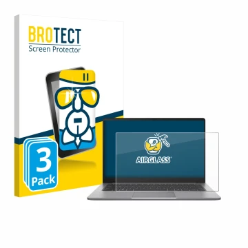 Face avant d’un emballage produit avec le logo de la marque BROTECT. À côté, l’appareil ASUS ExpertBook P1 P1403 est représent