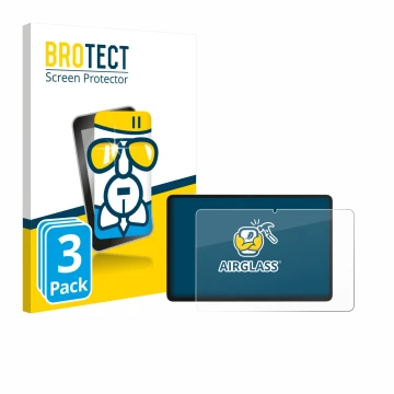 Face avant d’un emballage produit avec le logo de la marque BROTECT. À côté, l’appareil Honor Pad 10 est représenté avec la pr