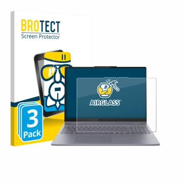 Face avant d’un emballage produit avec le logo de la marque BROTECT. À côté, l’appareil Lenovo IdeaPad 5 2-in-1 14AKP10 est re