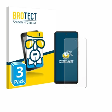 Face avant d’un emballage produit avec le logo de la marque BROTECT. À côté, l’appareil Xplora HMD Fusion X1 est représenté av