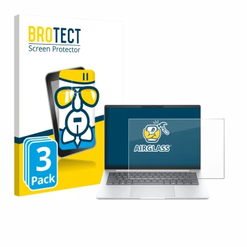 Face avant d’un emballage produit avec le logo de la marque BROTECT. À côté, l’appareil HP EliteBook 8 G1i 14