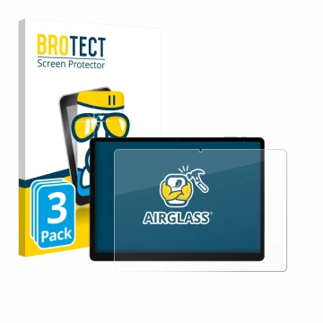 Face avant d’un emballage produit avec le logo de la marque BROTECT. À côté, l’appareil Doogee Tab E3 Max 14 est représenté av