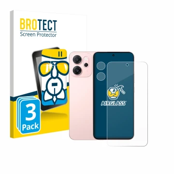 Face avant d’un emballage produit avec le logo de la marque BROTECT. À côté, l’appareil Oppo Reno 14 F (Avant+Caméra) est repr