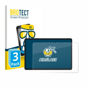 Face avant d’un emballage produit avec le logo de la marque BROTECT. À côté, l’appareil Tabwee RM2025 10.1