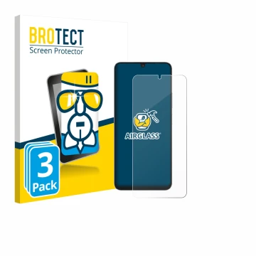 Face avant d’un emballage produit avec le logo de la marque BROTECT. À côté, l’appareil Blackview Shark 6 5G est représenté av