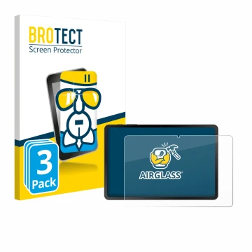 Face avant d’un emballage produit avec le logo de la marque BROTECT. À côté, l’appareil Doogee Tab A9 est représenté avec la p