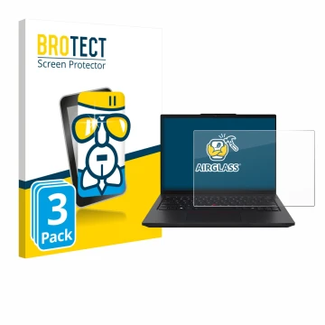 Face avant d’un emballage produit avec le logo de la marque BROTECT. À côté, l’appareil Lenovo ThinkPad L14 Gen 6 est représen