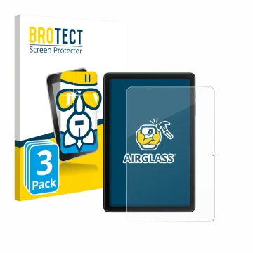 Face avant d’un emballage produit avec le logo de la marque BROTECT. À côté, l’appareil Blackview Tab 20 WiFi est représenté a