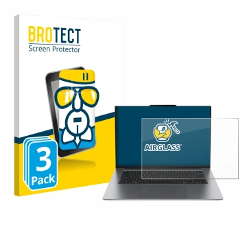 Face avant d’un emballage produit avec le logo de la marque BROTECT. À côté, l’appareil Lenovo ThinkPad X9 15 G1 est représent